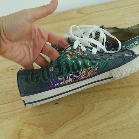 Ed Hardy Women's Size 10 Sneakers Slip On Low Rise Y2K Skull Tiger Graphic - Picture 9 of 16